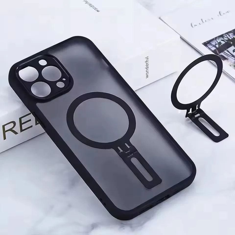 Magnetic Metal Folding Phone Stand Universal CellPhone Holder Bracket Adjustable Desk Mount for iPhone 17 Samsung Xiaomi Huawei view 6