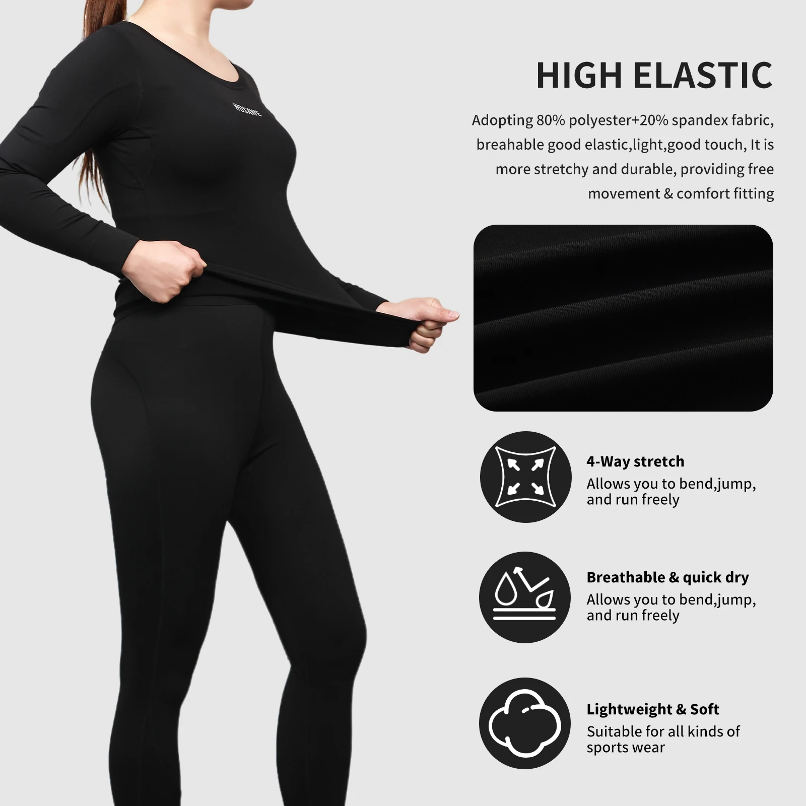 WOSAWE Women Cycling Underwear Quick Dry Base Layer Long Johns Set Compression Tracksuit Tights Set Snowboarding Tops and Pants