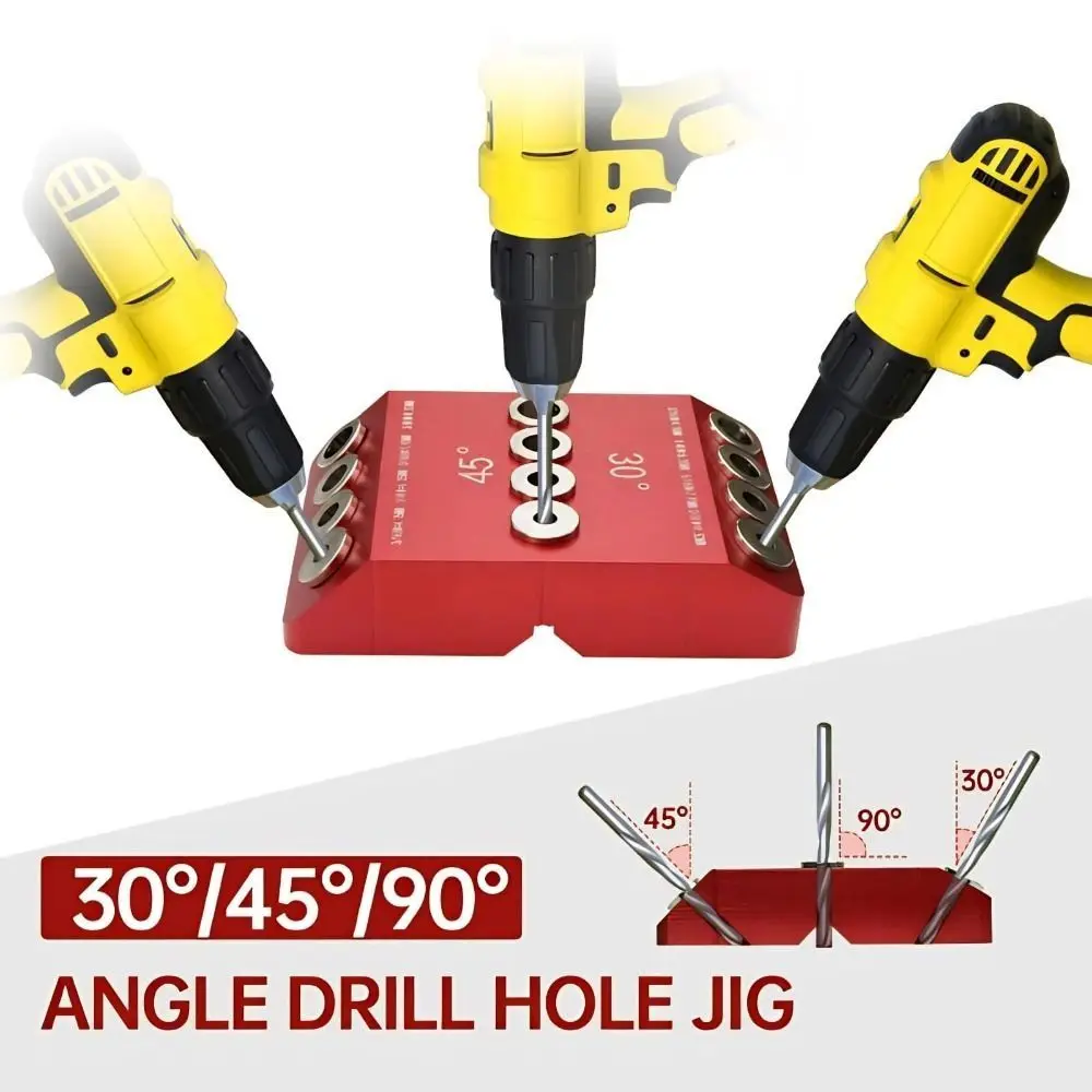 30 45 90 Degree Angle Drill Guide Angled/Straight Holes High Hardness Angle Drill Template Block Red V/N Shape Slot
