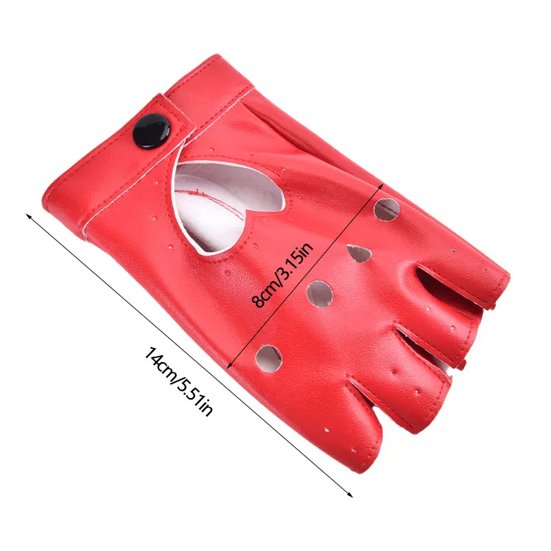 1Pair Unisex Fashion Motor Punk Gloves PU Leather Fingerless Gloves Solid Female Half Finger Driving Women Men