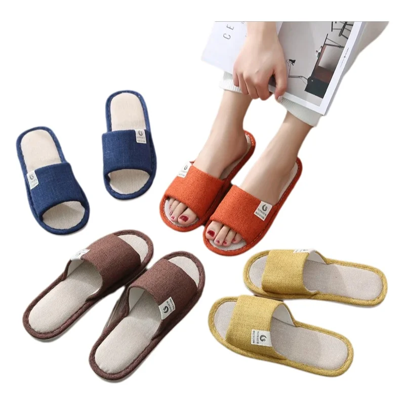 Cotton Linen Slippers Home Use Women's Summer Indoor Floor Anti-Slip Four Seasons Universal Men's Spring Autumn Home Slippers