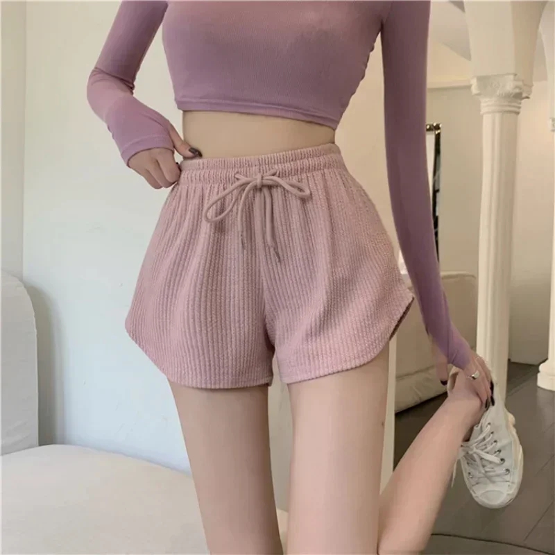 2024 Simple Women Casual Shorts Pants Fitness Workout Summer High Elastic Shorts Female Wide Leg Beach Egde Short Hot Pants