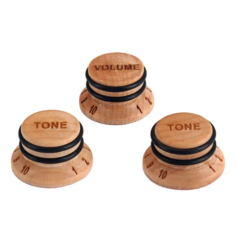 Control for Electric Guitar Volume Knob Vintage 3Pcs Wooden Tone Set Bass Parts