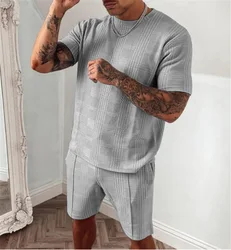 Cross border popular European and American Amazon short sleeved shorts two-piece set, sports trend casual set, men's