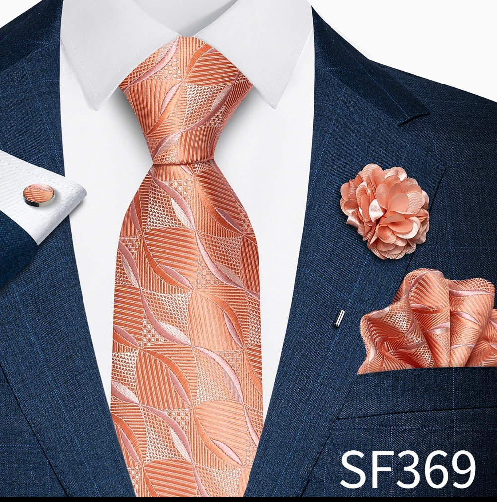 Großhandel Mode 8 cm Krawatte Taschentuch Manschettenknopf Pin Set Männer Krawatte Lila Paisley Anzug Zubehör Fit Hochzeit Geburtstag Geschenk – Detail 26
