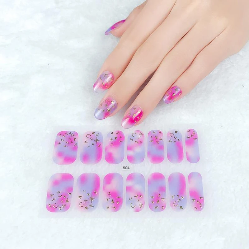 3D Drill Gel Nail Sticker Waterproof Nail Polish Film Wraps Full Cover Adhesive Nail Decals Manicure Decor Nail Art Accessories