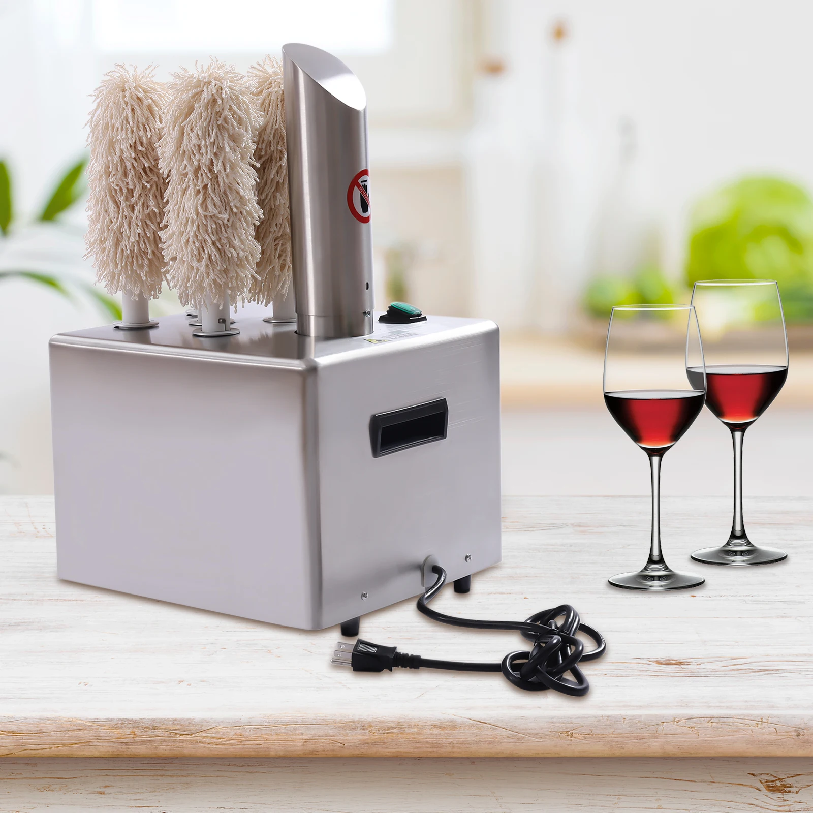 

Electric Winery Wine Glass Polishing Machine, 5 Polishing Cloth Washers commercial glass polisher