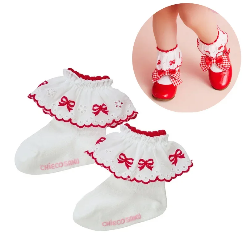 

Kids Socks Japanese Girl Princess Style Cute Bow Embroidered Lace Socks Baby Socks