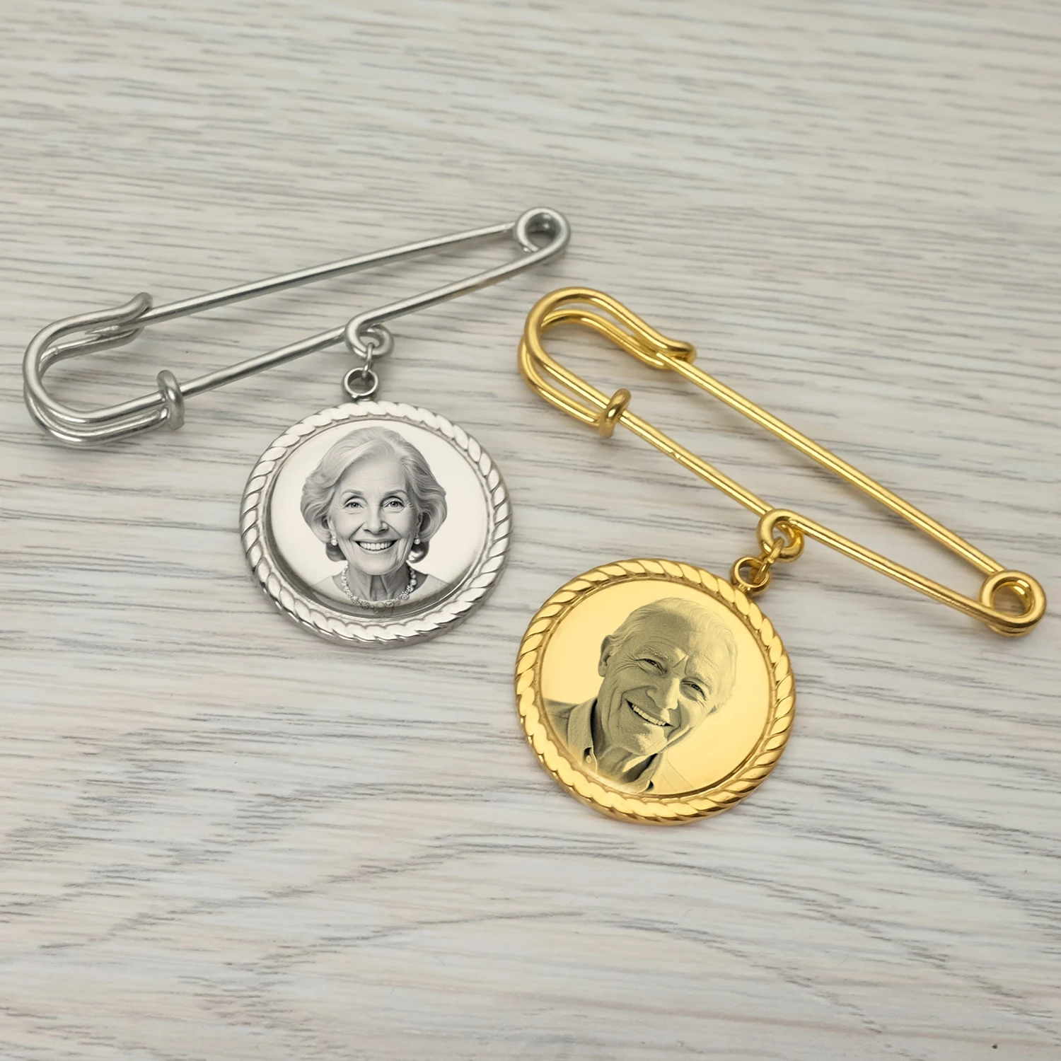 

Personalised Bridal Photo Charm,Custom Photo Brooch Photo Tie Tack Wedding Bouquet Pin Wedding Memorial Gift for Bride Groom