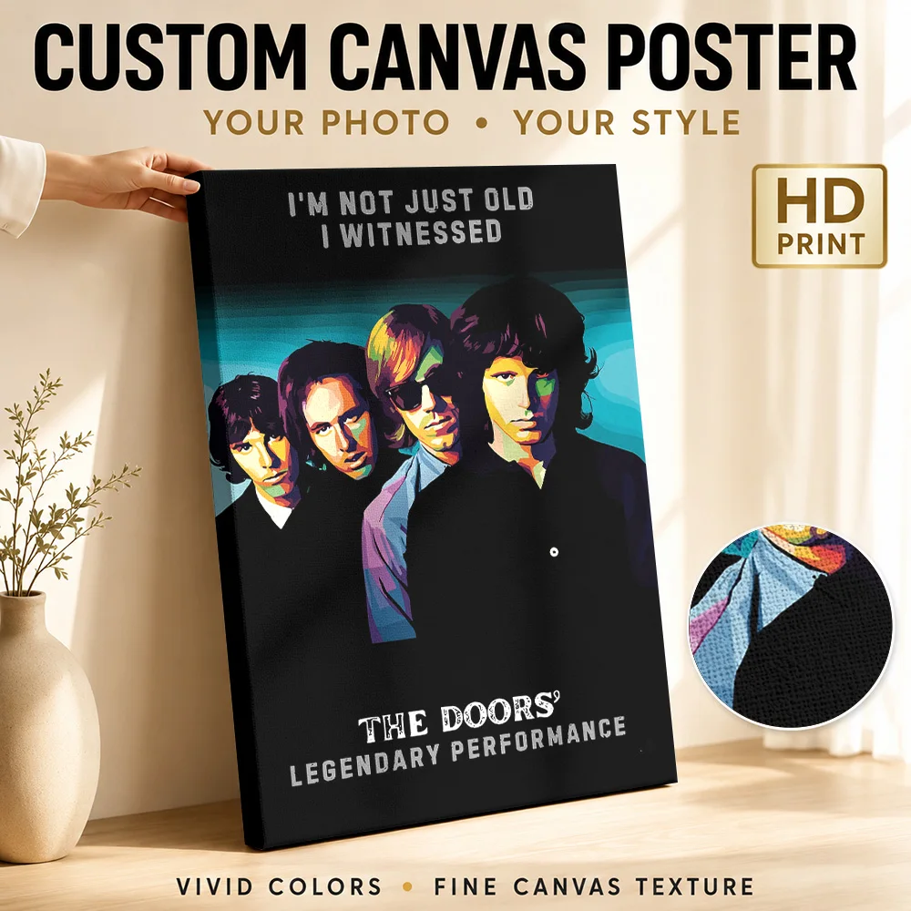 The Doors Legendary Performance Framed Canvas Print Poster Custom Photo Retro Music Wall Art for Bar Decor Gift for Collectors