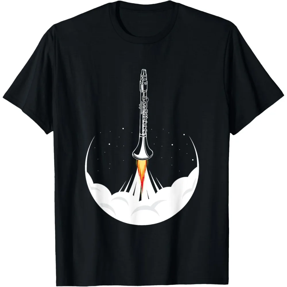 

Clarinet Rocket Creative Design Tshirt Funny Clarinetist Orchestra Woodwind T-Shirt Men Daily Life Crewneck Cotton Short Sleeve