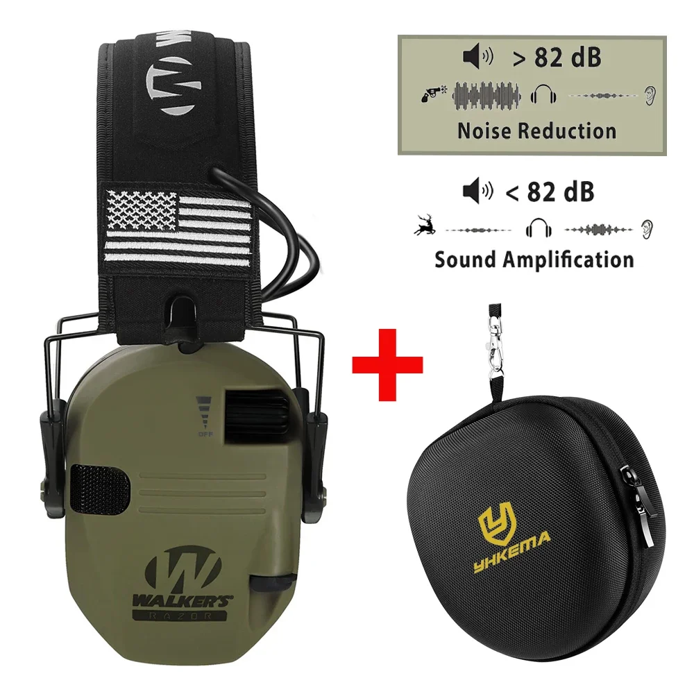 Casque tactique de tir électronique avec étui, Protection d'oreille, casque Anti-bruit pour la chasse, défenseur d'oreille, Amplification sonore