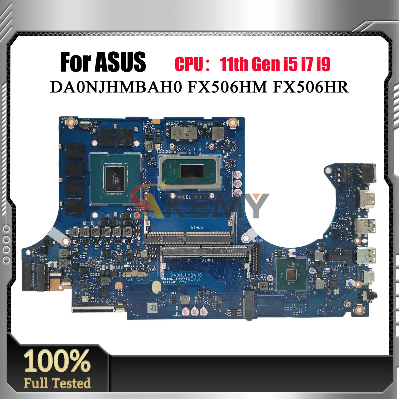 DA0NJHMBAH0 Laptop Motherboard For ASUS TUF Gaming FX506HM FX506H FX506HR Mainboard W/ 11th Gen i5 i7 i9 fast ship 100% tests OK