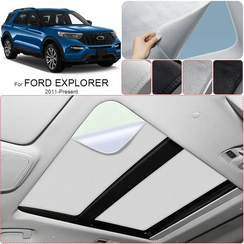 

For Ford EXPLORER 2011-Present Car Suede Fabric Electrostatic Adsorption Sunroof Sunshade Anti-UV Heat Insulation Skylight