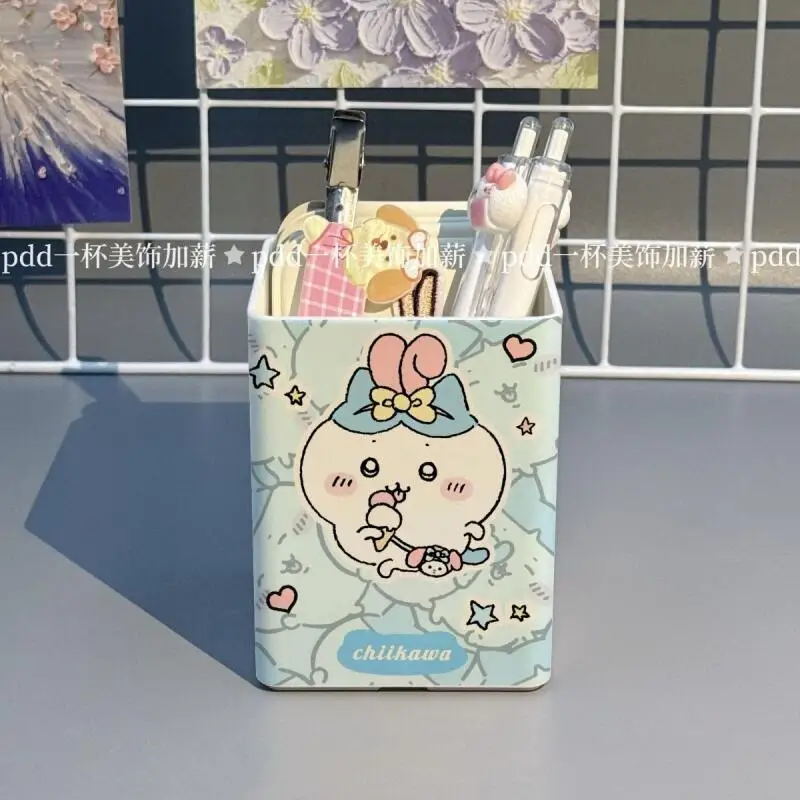 Anime Chiikawa Desktop Pen Holder Hachiware Usagi Multifunctional Storage Box Stationery Cosmetic Organizer Home Gift