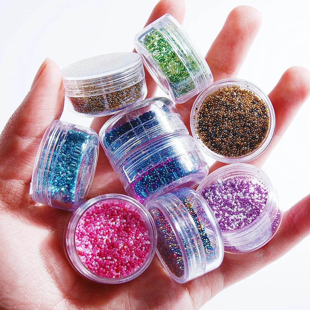 New 3g Transparent Jar Crystal Glass Caviar Microbeads Bubble Beads DIY Nail Art Decorative Jewelry Accessories