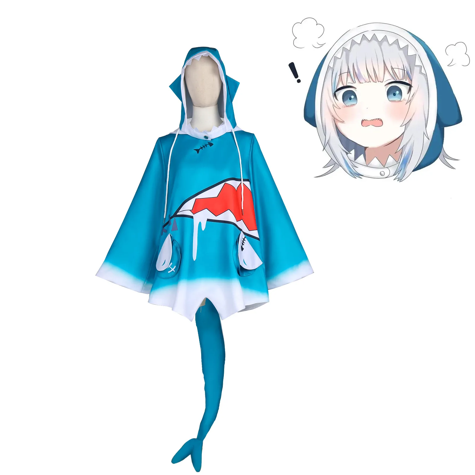 

Hololive Virtual Vtuber Gau Gura Shark Costume, Gura Shark Cosplay Outfit