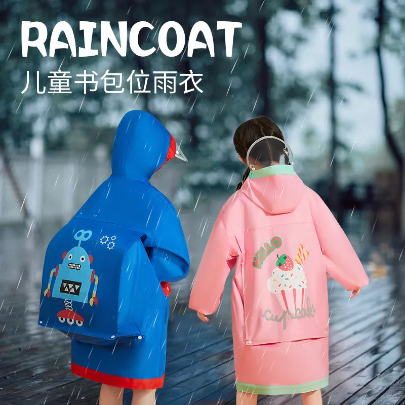 Lemonkid Children's Raincoat Primary School Schoolbag Raincoat5-12Year-Old School Season Professional Pupil Raincoat Poncho