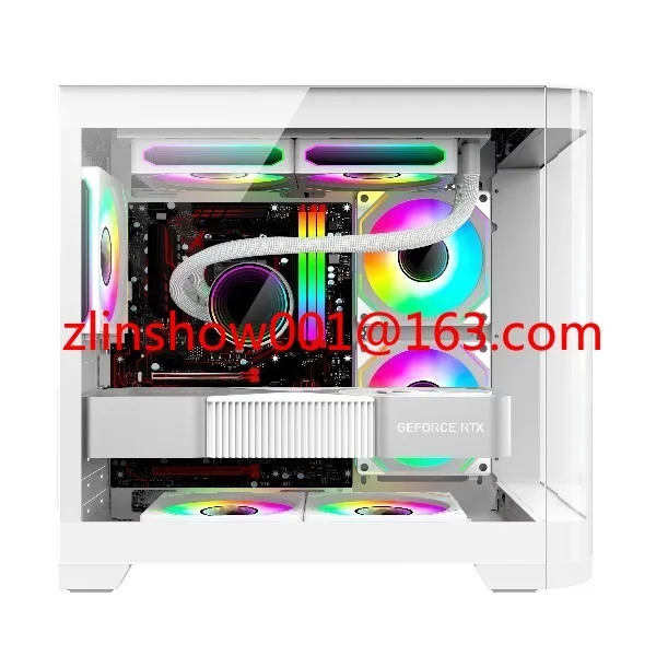 تصميم جديد منحني من الزجاج المقسى PC RGB Gamer Cabinet كمبيوتر ألعاب برج أبيض حافظة كمبيوتر ألعاب