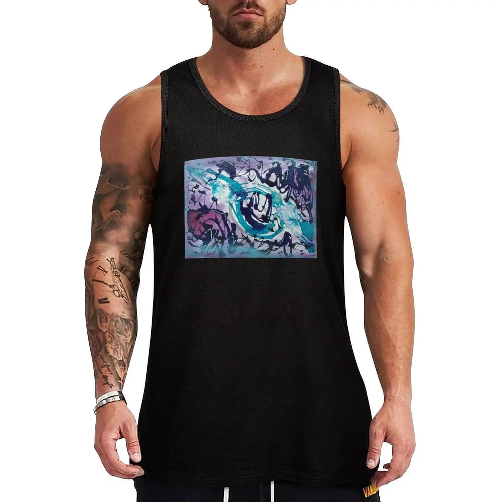 

Purple Abstract Tank Top gym accessories men Short sleeve Man clothes for gym muscle t-shirt