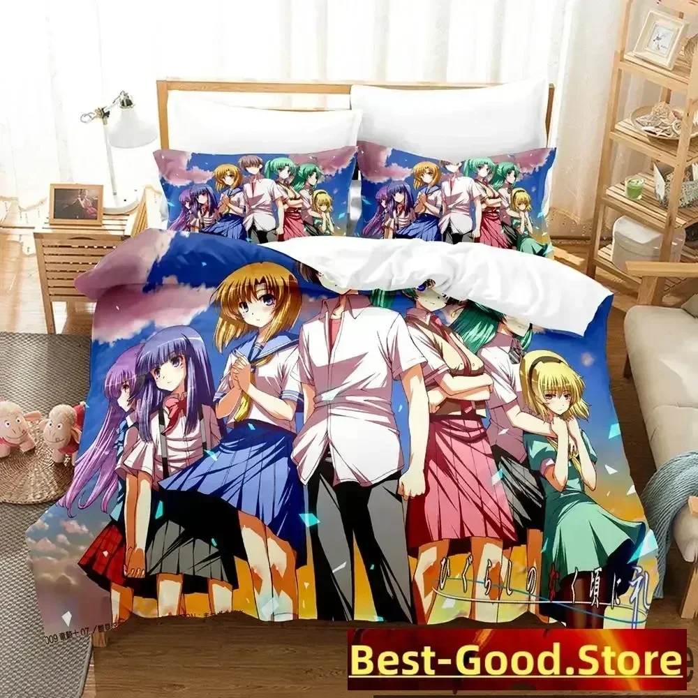 

3D Anime Higurashi When They Cry Bedding Set Duvet Cover Sheet Printed Bed Set Pillowcase Full Queen King Size Comforter Bedroom