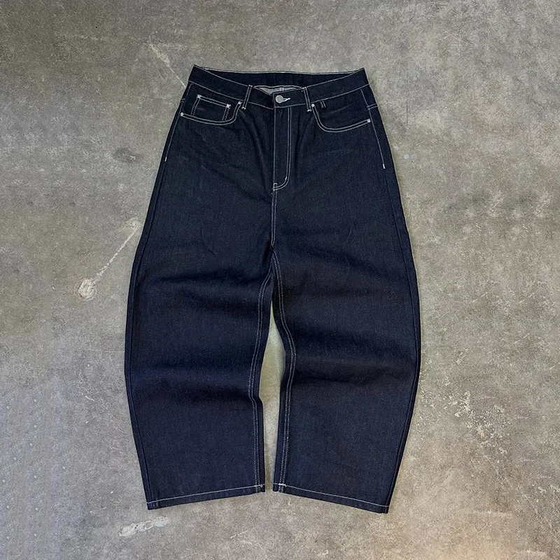 

Hip-Hop Black Jeans Trendy Disc Embroidery Men And Women Wide-Leg Pants Retro Vintage Harajuku Streetwear Casual Loose Jeans