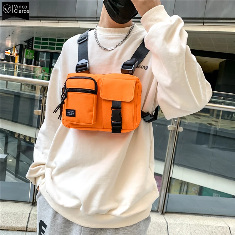 

VC Casual Outdoors Function Vest Bags for Men Trend Hip Hop Streetwear Men's Tactical Chest Bags Cool Streetwear Boy Chest Bag