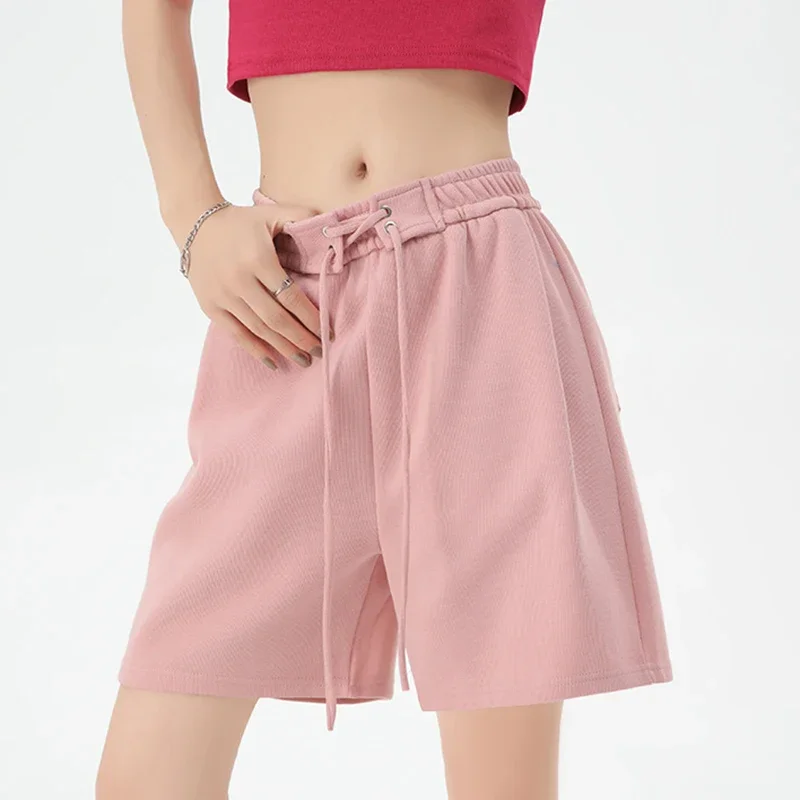 عادية فضفاض واسعة الساق السراويل الرياضية النساء 2025 في الهواء الطلق عالية الخصر مستقيم سراويل قصيرة امرأة مرونة الخصر رياضة التنس السراويل #1