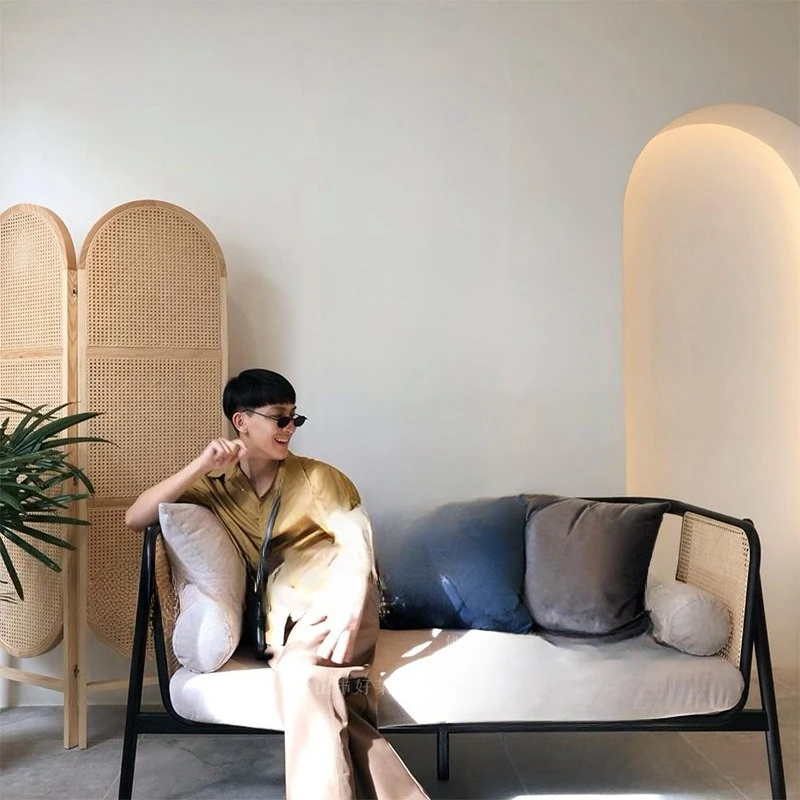 Log Einzelsofa Kombination Wohnzimmer kleine Wohnung Freizeit Massivholz Rattan Stuhl