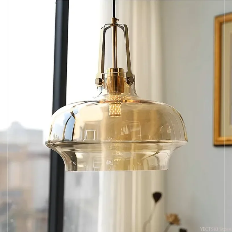 

GHEUVNJ Restaurant pendant light creative Nordic bedroom headboard dining table bar glass lamp antique lighting fixture