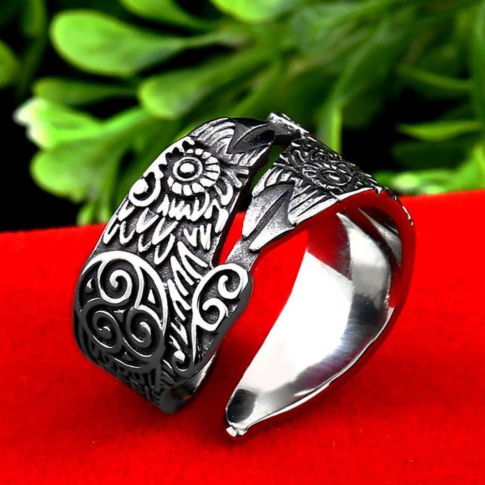 Vintage Odin Ravens Ring Men Opening Adjustable Nordic Stainless Steel Celtics Knot Viking Ring Biker Amulet Crow Jewelry Gift