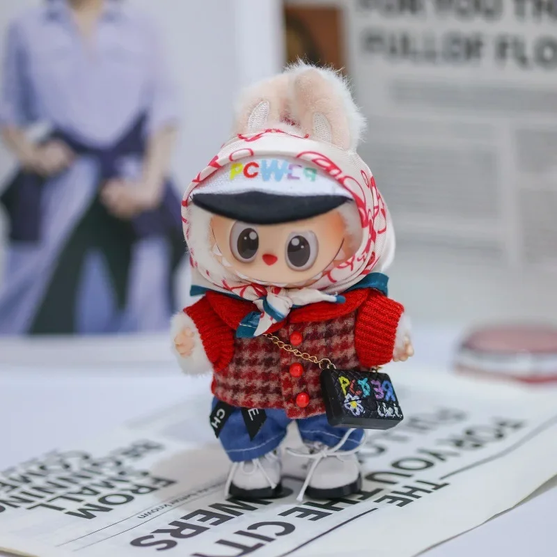 

V1V2 Labubu Clothes GD Same Labubu Mini Doll's Clothes Luxury Headscarf Shoes Bag Suit for Korea Kpop Outfit Accessories