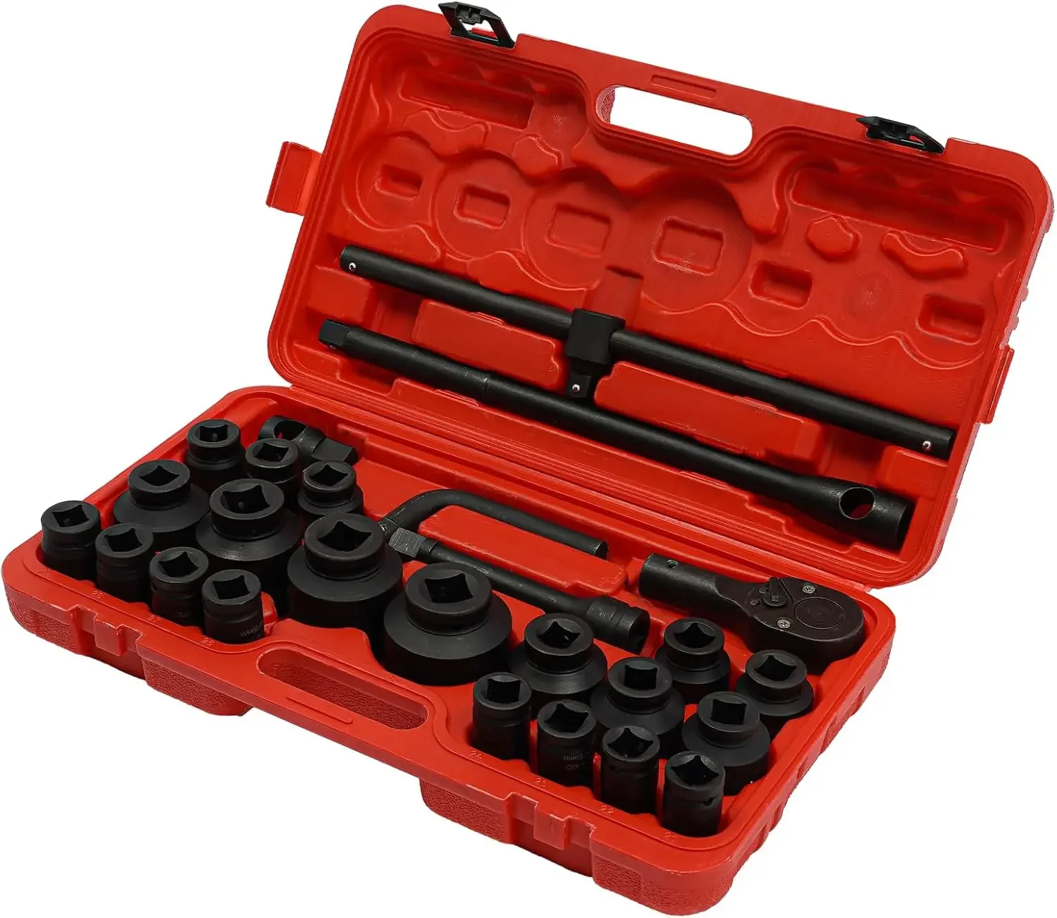 21-65mm 3/4" & 1" (26-delige) Steeksleutelset Professionele Truck Steeksleutelkoffer Moerkast Geschikt voor Autoreparaties of Apparaten