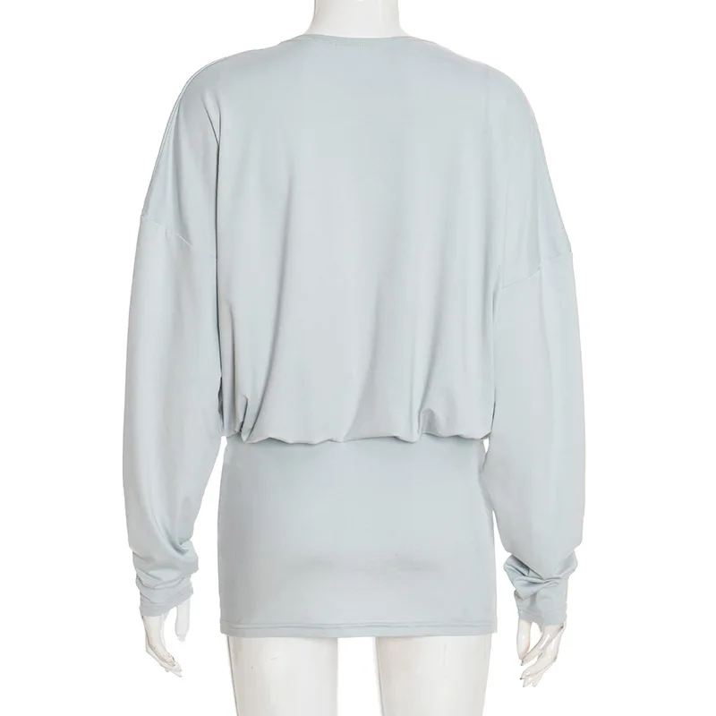 섹시한 V넥 숏 드레스 여성 2025 가을 패션 우아한 피치 힙 풀 슬리브 슬림 미니 바디콘 파티 클럽웨어