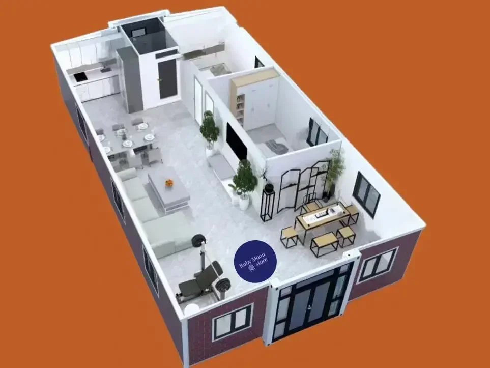 Casa plegable moderna y de lujo de 40 pies personalizada para vivir en, kit de casa pequeña prefabricada portátil y plegable para vivir en.