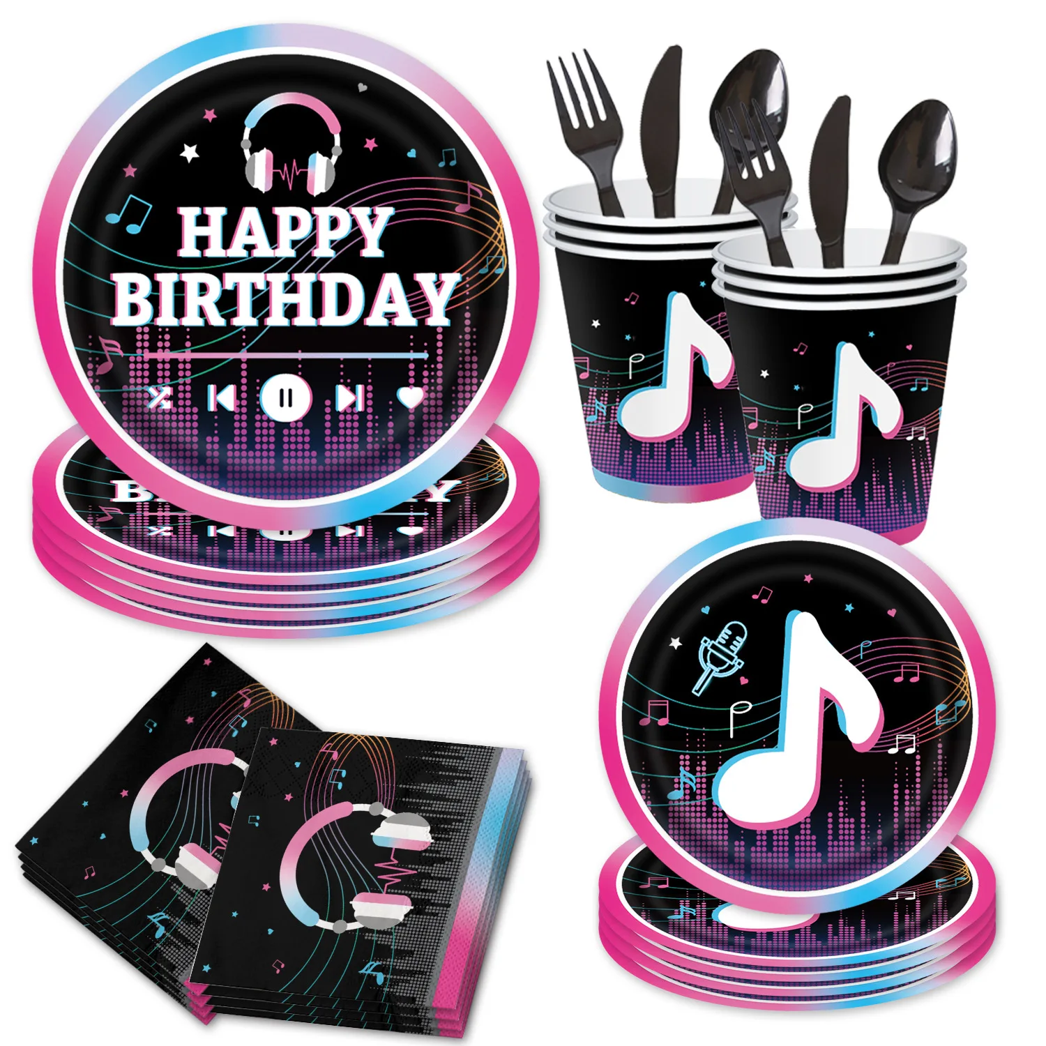 Hot Tik Music Theme Birthday Party Decoration Kids Children Party Gift By Girls Shower Wedding Pack Event Party Supplies