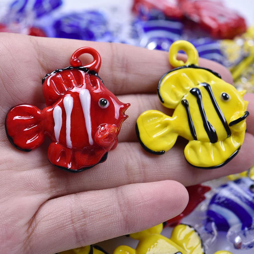 3pcs New Mix Match Personalized Ocean Tropical Fish Pendant Handmade Glass Fashion Diy Men Women Necklace Jewelry Pendant Gifts