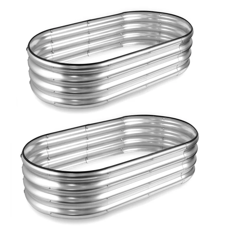 1PCS Multi-colored Garden Bed Oval-shaped Galvanized Steel Sheet in Various Sizes Metal Planting Box Vegetable Growing Tank Meta