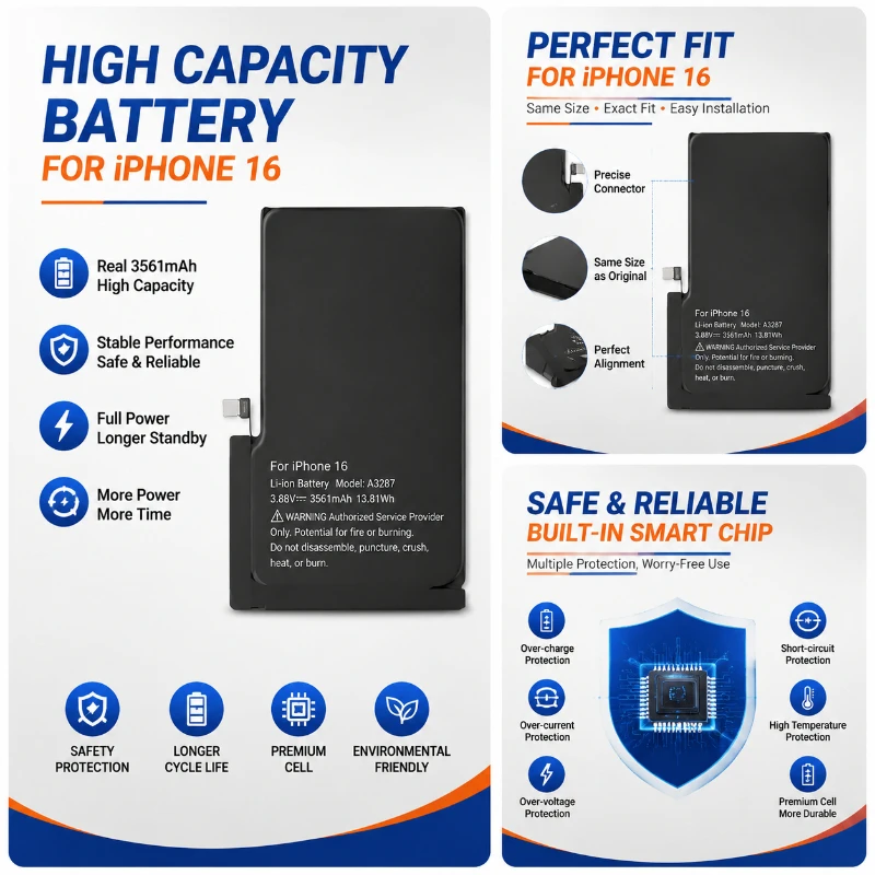

4800mAh High-capacity Lithium Replacement Battery Long-lasting Compatibility for IPhone 16 Pro Max Phone Battery