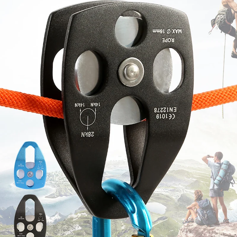 Polia de Resgate Grande 28KN com Placa Giratória, Equipamento Profissional para Montanhismo e Resgate em Escalada