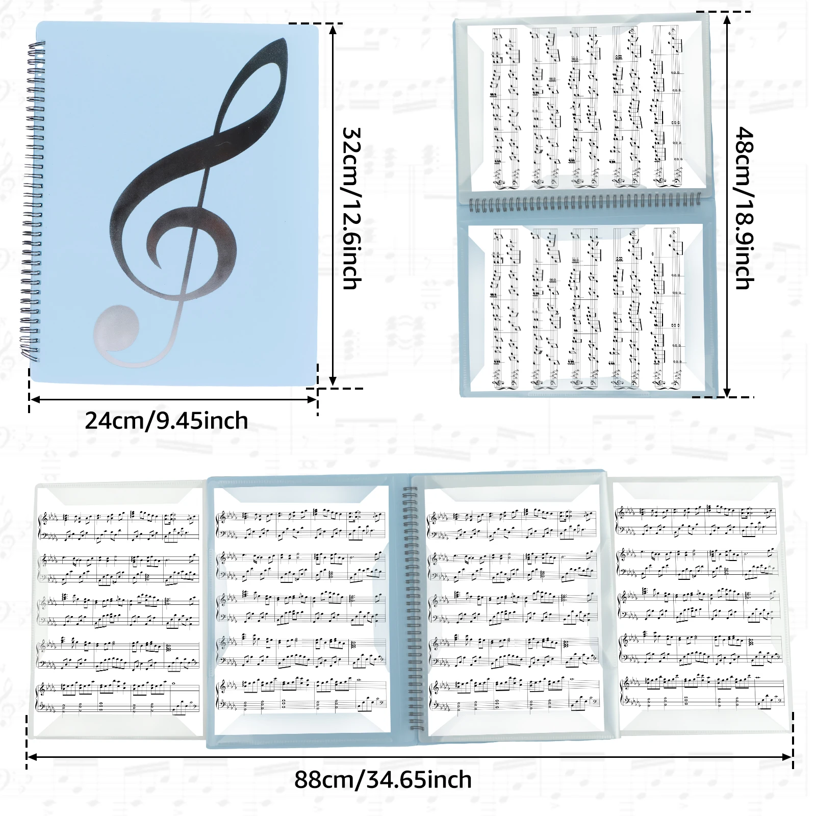 Sheet Music Folder 4 Pages Expand Piano Sheet Music Binder Elegant Spiral Music Binder Organizer A4 Size Writable Choir Folder