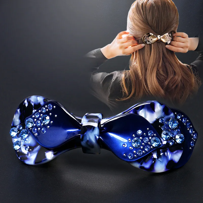 New Korean style bow spring hairpin light luxury half-tie top clip horizontal clip elegant female fashion hair accessories