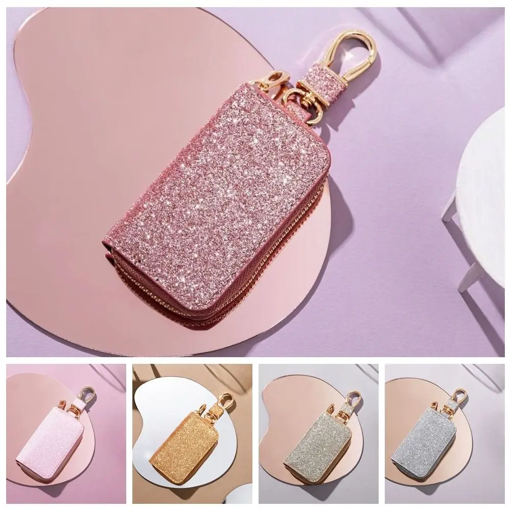 Luxury PU Car Key Bag Shiny Mini Car Key Organiser Bling Purse