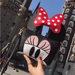 MINISO Large-screen Mobile Phone Bag Mickey Minnie Winnie Chititi Horizontal Bag One-shoulder Diagonal Cartoon Small Bag Tide