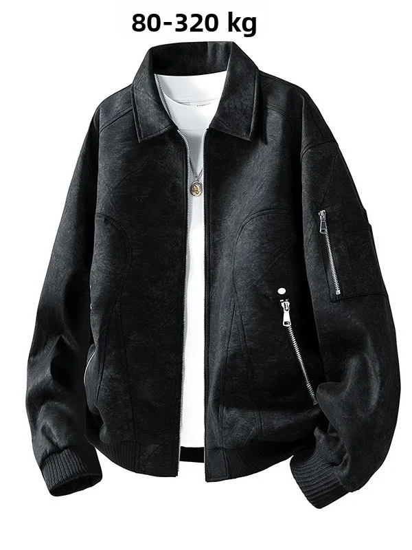 

Мужская повседневная куртка больших размеров с большим воротником, свободная посадка, осенне-зимняя верхняя одежда, модная для полных мужчин, модная городская одежда