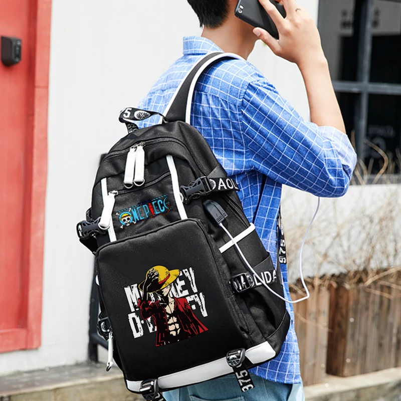 3Pcs/set Anime One Piece Backpack Teenager Boy Girl Back to School Backpack Student Schoolbag Men Laptop Bag D Luffy Mochila Set