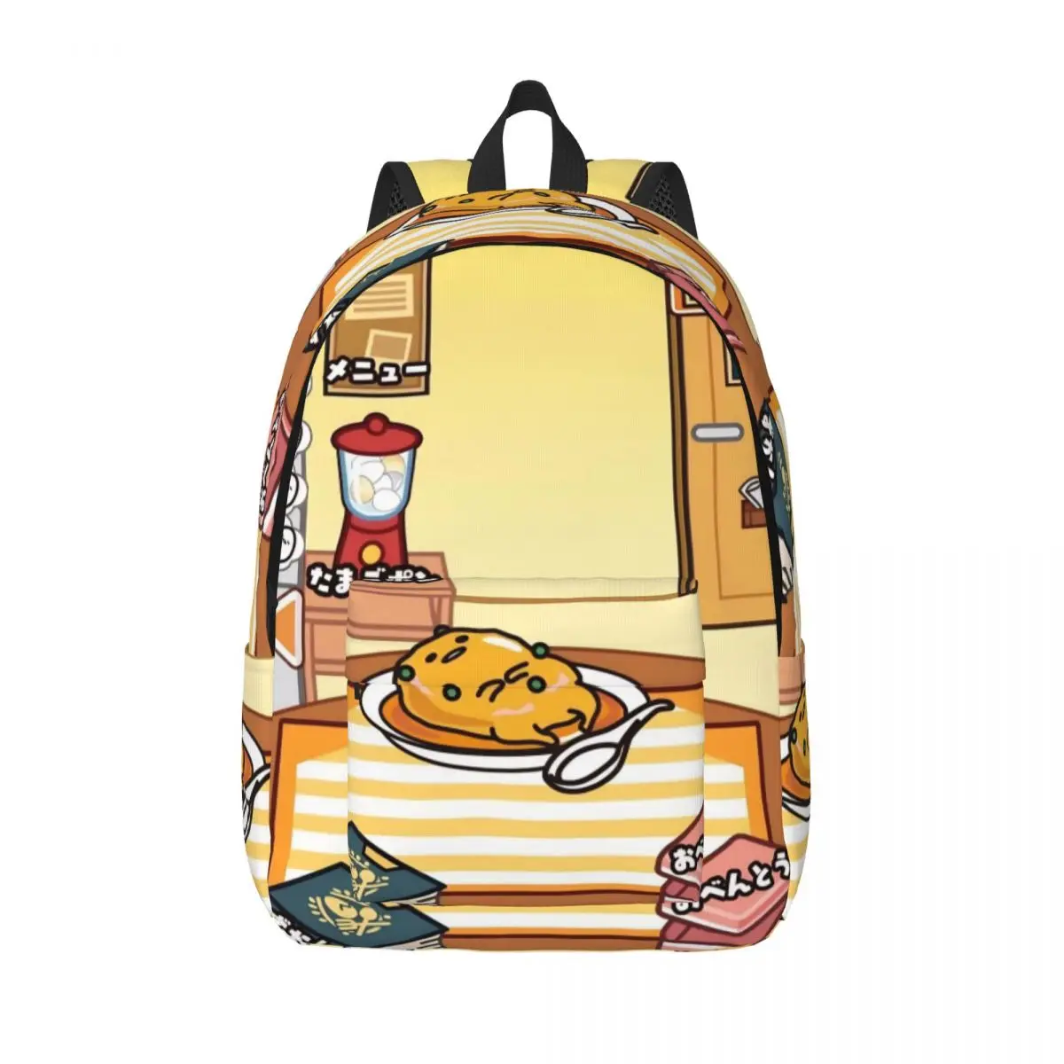 Gudetama Mochila con dibujos de huevos bonitos, mochila para estudiantes de escuela secundaria, mochila de viaje para hombres y mujeres