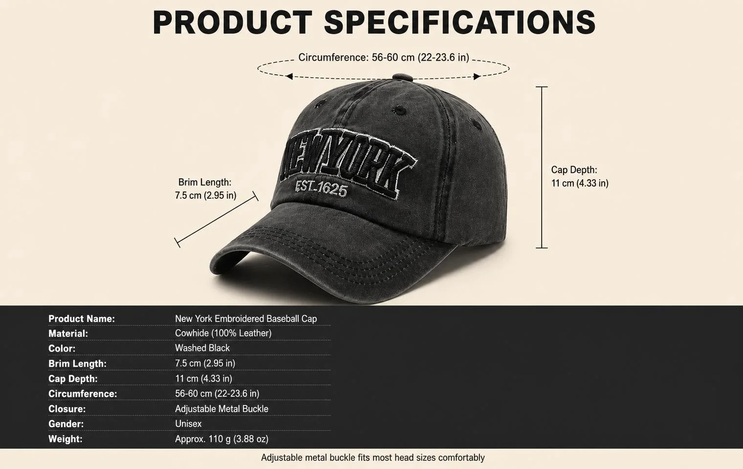 2026 New York Washed Cotton Cap für Herren und Damen – Gorras Snapback Caps Baseball Caps Sonnenschutz Casquette Dad Hat Outdoor Cap – Detail 7