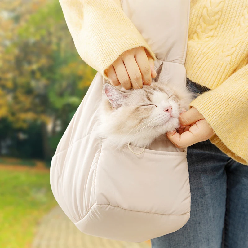 애완동물 캐리어 숄더백, 고양이 캐리어 슬링백, 겨울 야외 강아지 여행 가방, 휴대용 따뜻한 고양이 워킹백