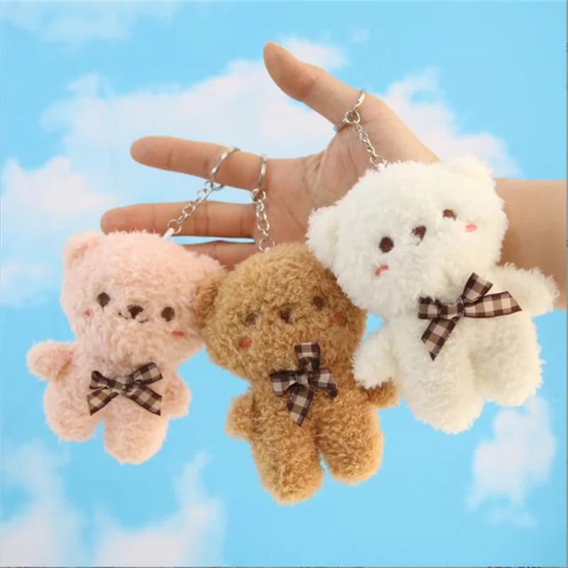 

1Pcs Cute Bear Plush Toys Small Pendant Cute Bowknot Solid Color Bears Doll Soft Stuffed Toy For Kids Christmas Girls Gift 10CM